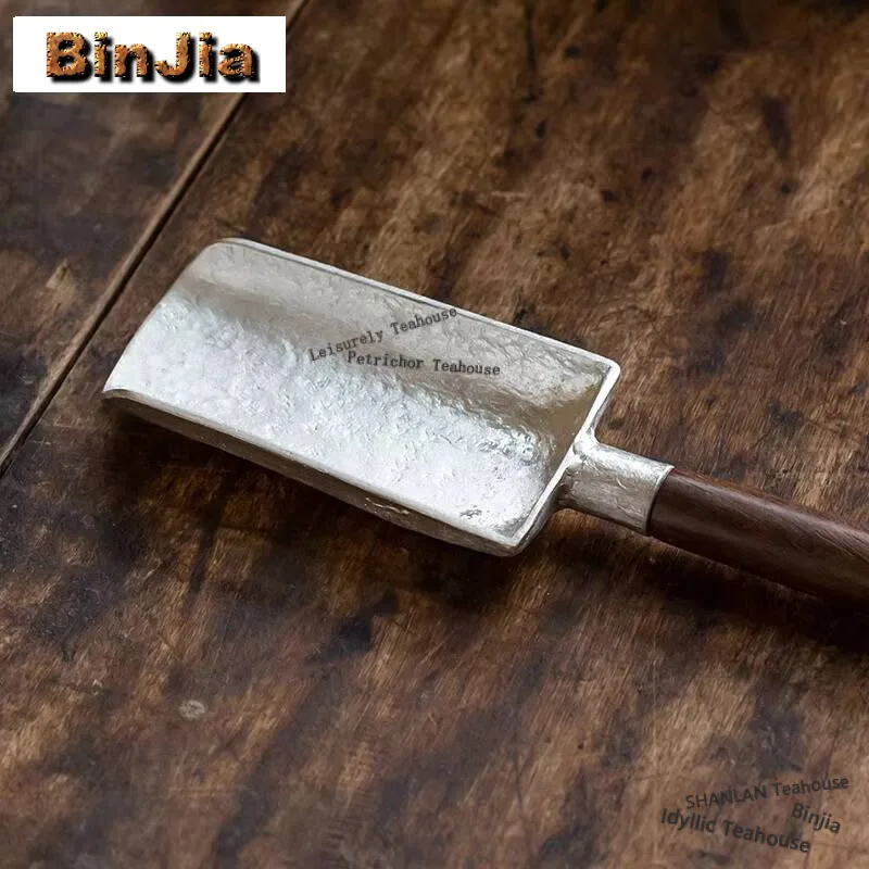 Wooden Handle Tea Shovel Tea Spoon,handmade Tin Ebony Coffee Scoops Tableware Teaspoons,easy Clean Anti Sprinkle Tea Spoon Tools