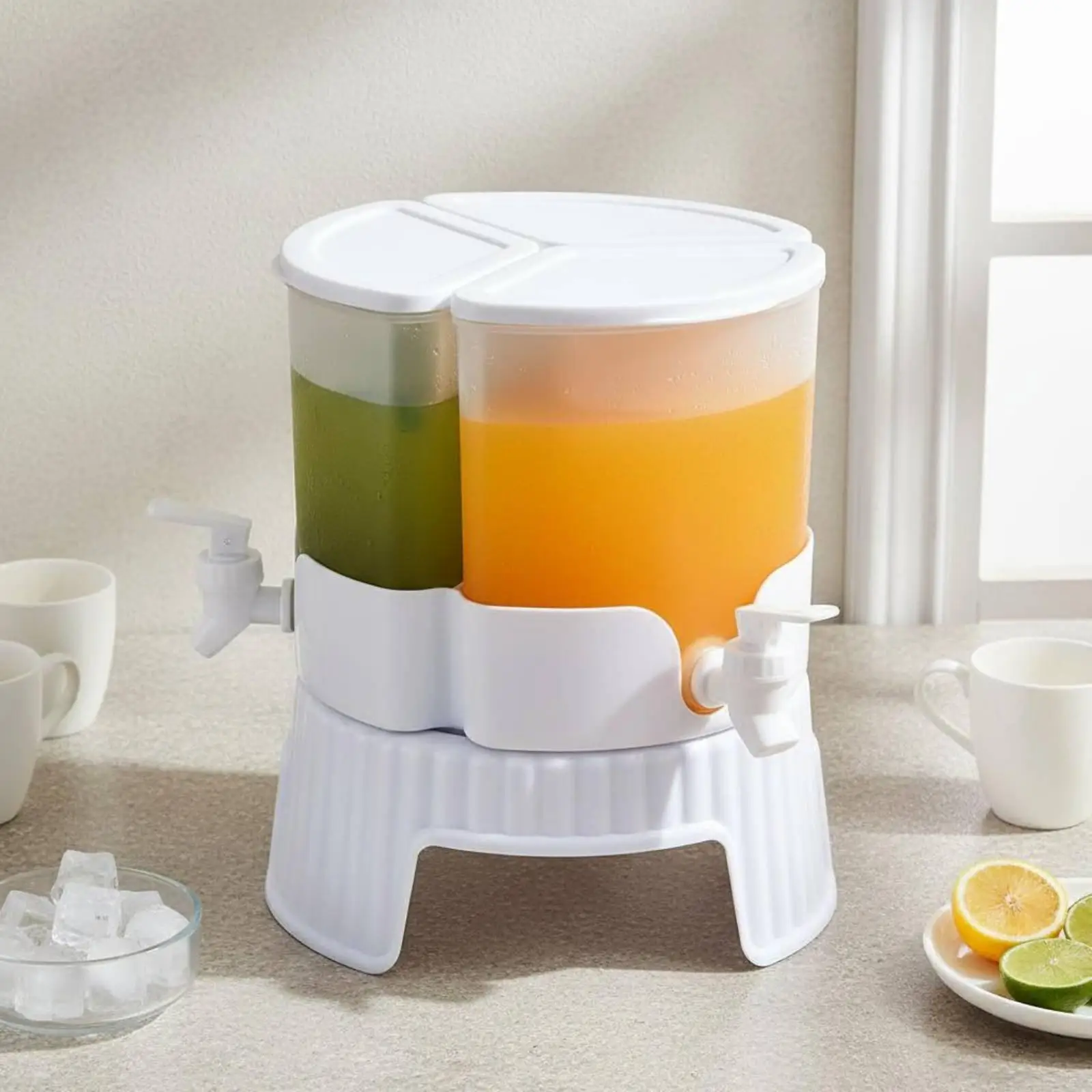 Beverage Container Triple Compartment Rotating Easy Pour for Parties