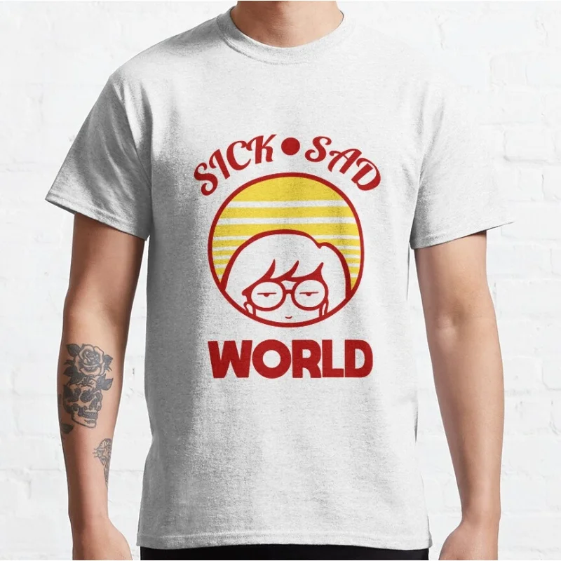 

Retro Sick sad world tv shows Gift t shirt 90s Nostalgia cartoon Graphic Clothes 0217 Large size Tops 100% cotton printed tee