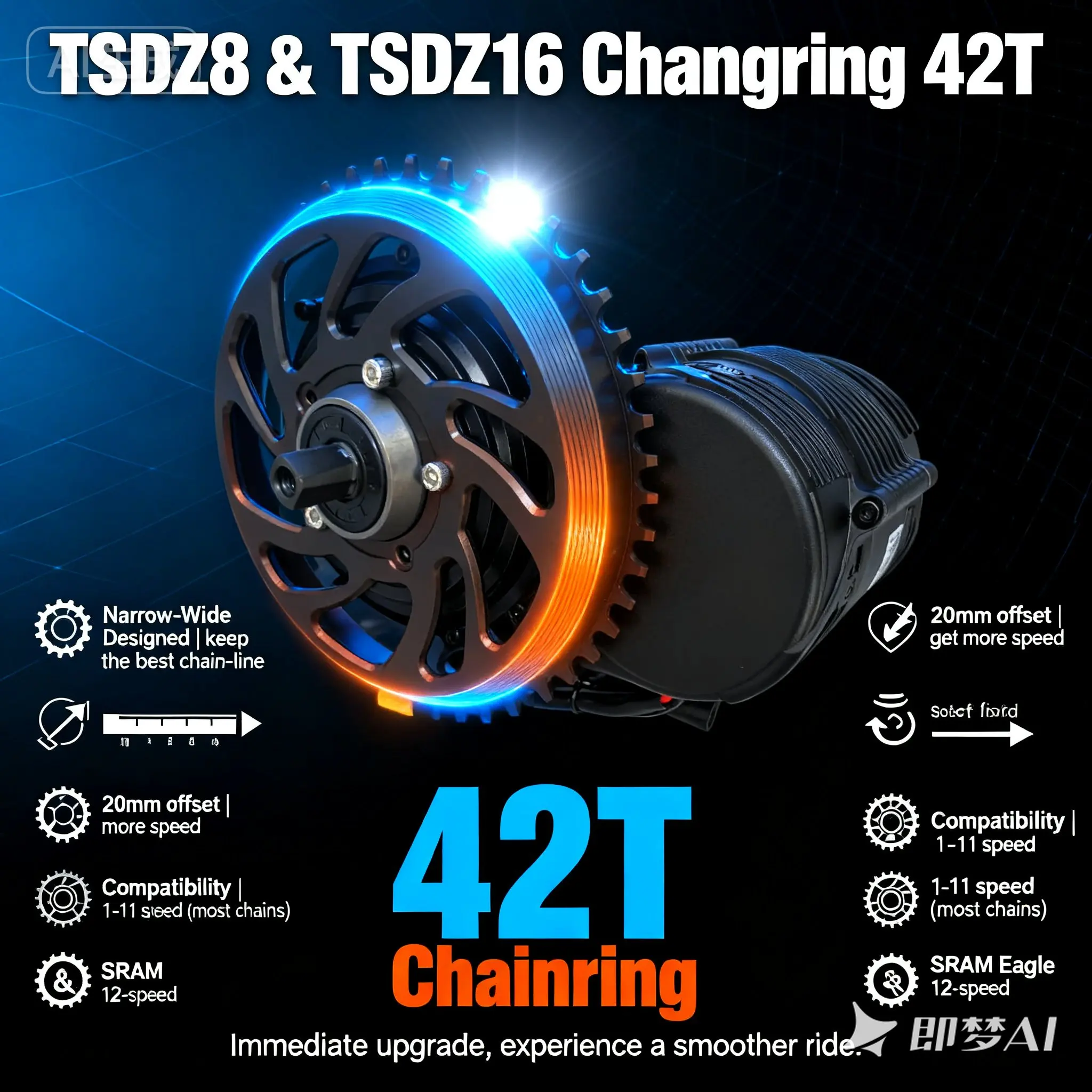 

For TSDZ8 & TSDZ16 Mid Drive Moto Chainring 42T Narrow-Wide Designed Suitable For 12-Speeds Chains