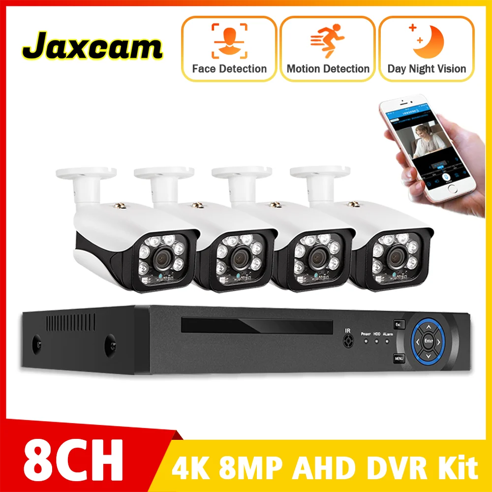 8CH 4K 8MP DVR Face Detection 4Camera CCTV Security Protection Camera System Set Night Vision AHD Camera Surveillance System Kit