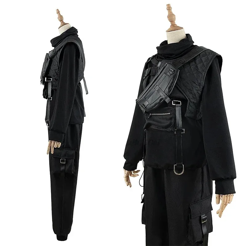 لعبة مشروع Sekai VBS تأثيري Shinonome Akito تأثيري حلي البدلة جميع البدلة السوداء شعر مستعار أسود أغطية الرأس ل تأثيري أنيمي