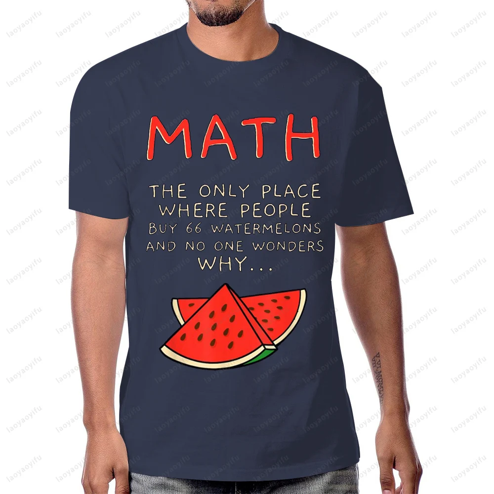 الرياضيات والبطيخ الرياضيات حساب أرقام تي شيرت عادية موضة الشارع الشهير الصيف قصيرة الأكمام Harajuku رجل التي شيرت