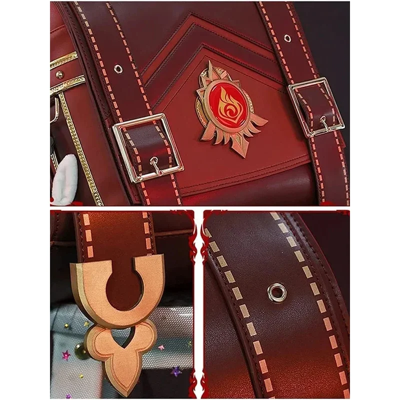 أنيمي لعبة Genshin Impact Klee تأثيري كلية لطيف على ظهره طالب خمر حقائب مدرسية جلدية سعة كبيرة حقيبة السفر