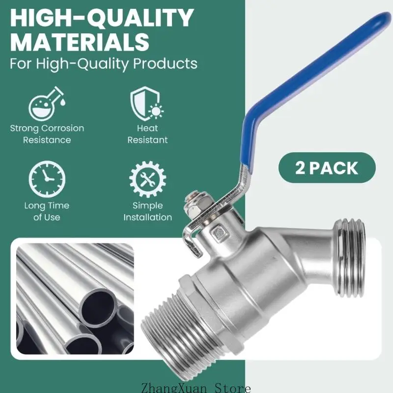 Quarter Turn Hose Shutoff Threaded 3/4 Inch for Outdoor Faucet Daily Use 3XUF