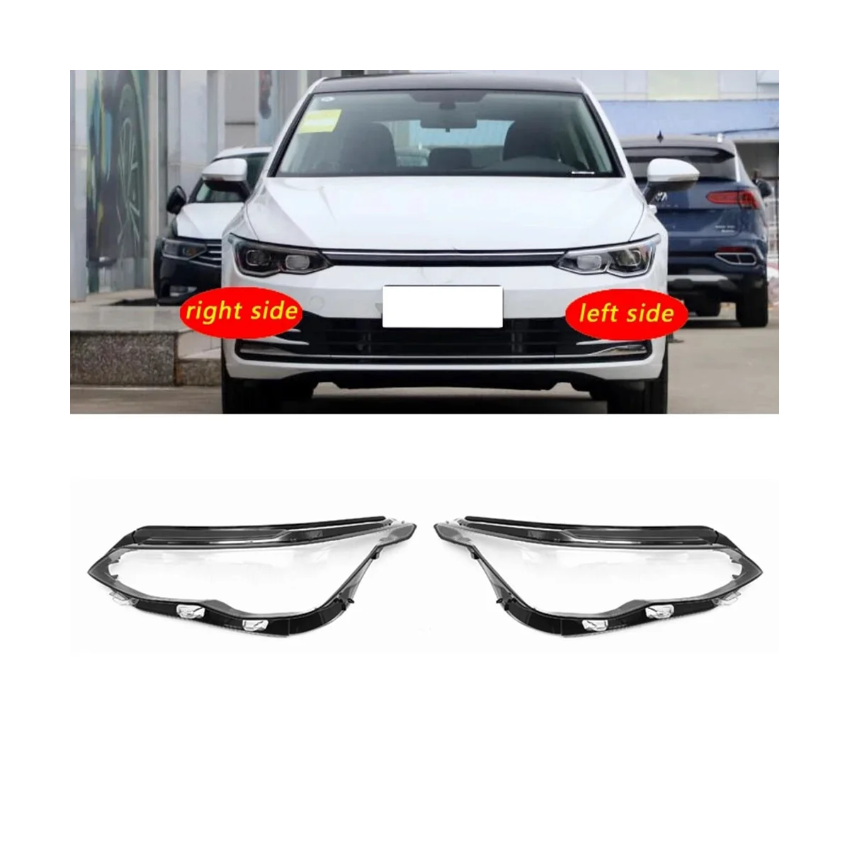 Car Right Headlight Shell Lamp Shade Transparent Lens Cover Headlight Cover for VW Golf Mk8 2020-2022