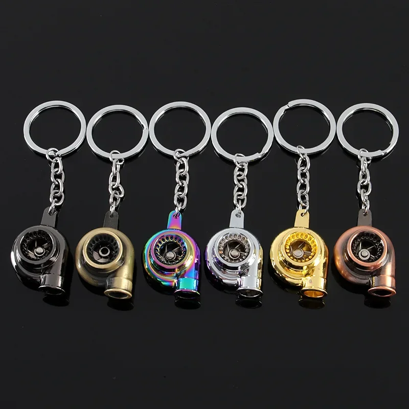 Mini Turbo Turbocharger Key Rings  Spinning Turbine Key Chain Ring Keyring Keyfob Interior Accessories for Keys