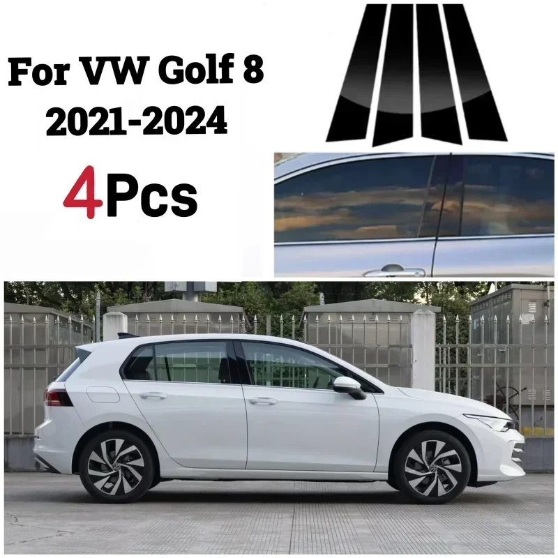 4Pcs Gloss Black Car Pillar Posts Door Window Panel Covers Decorative TrimFor VW Golf 4 5 6 7 8 1997-2020 2021 2022 2023 2024