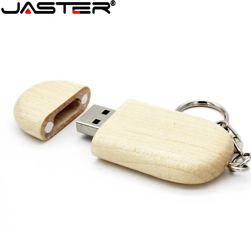 JASTER USB Flash Drive Drewniany / Bambusowy Pen Drive 2.0 z brelokiem do kluczy Pendrive 4GB 16GB 32GB 64GB 128GB U Disk (bez niestandardowego logo)