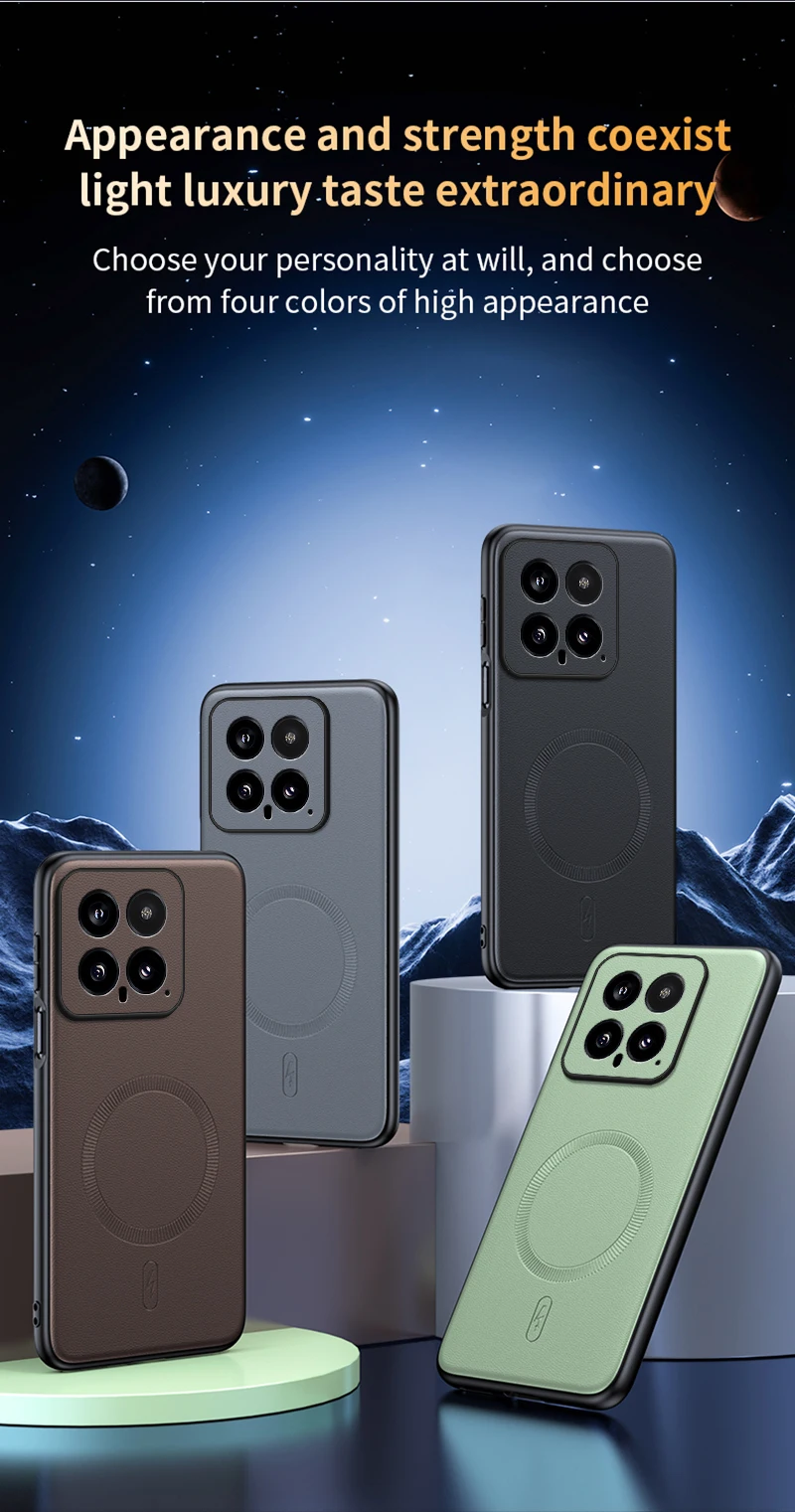 Für Xiaomi 14 Hülle Magnetische Leder-Schutzhülle Für Xiaomi 14 Hochwertige Anti-Fingerabdruck Rutschfeste PC+TPU – Detail 7