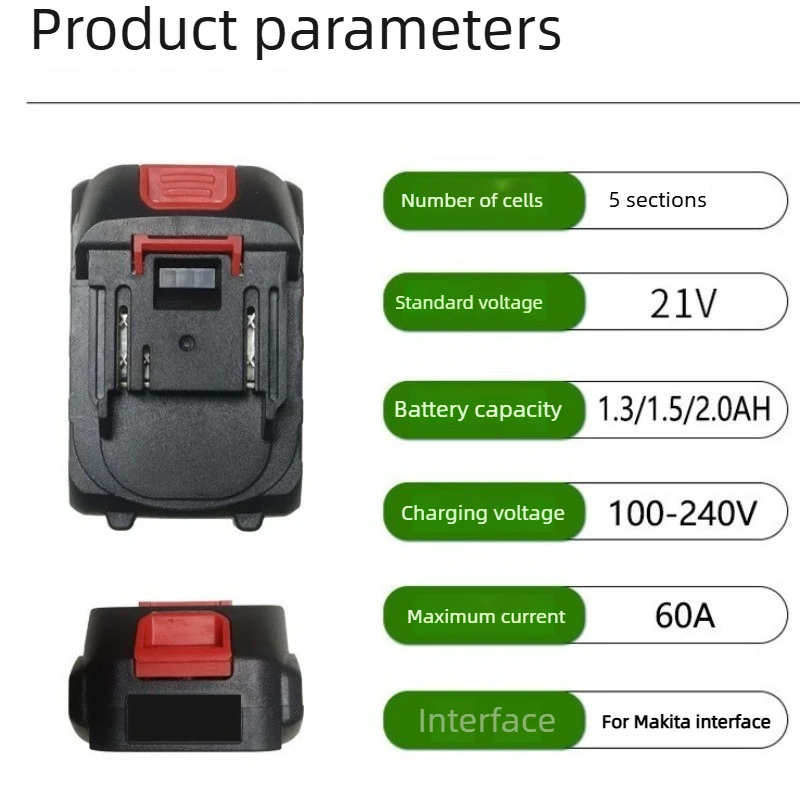 In Stock 21V 6500mAh Fast Charging Lithium-ion Battery For Makita Electric Tools Suitable For BL1850 BL1840 BL1440 (196391-6)