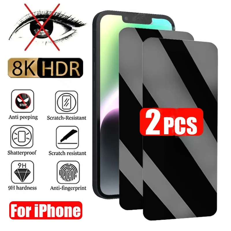 

2PCS Anti-Spy Screen Protector for iPhone 16 15 14 13 12 11 Pro Max 13 12 Mini Privacy Glass for iPhone 15 14 8 7 Plus X XS Max