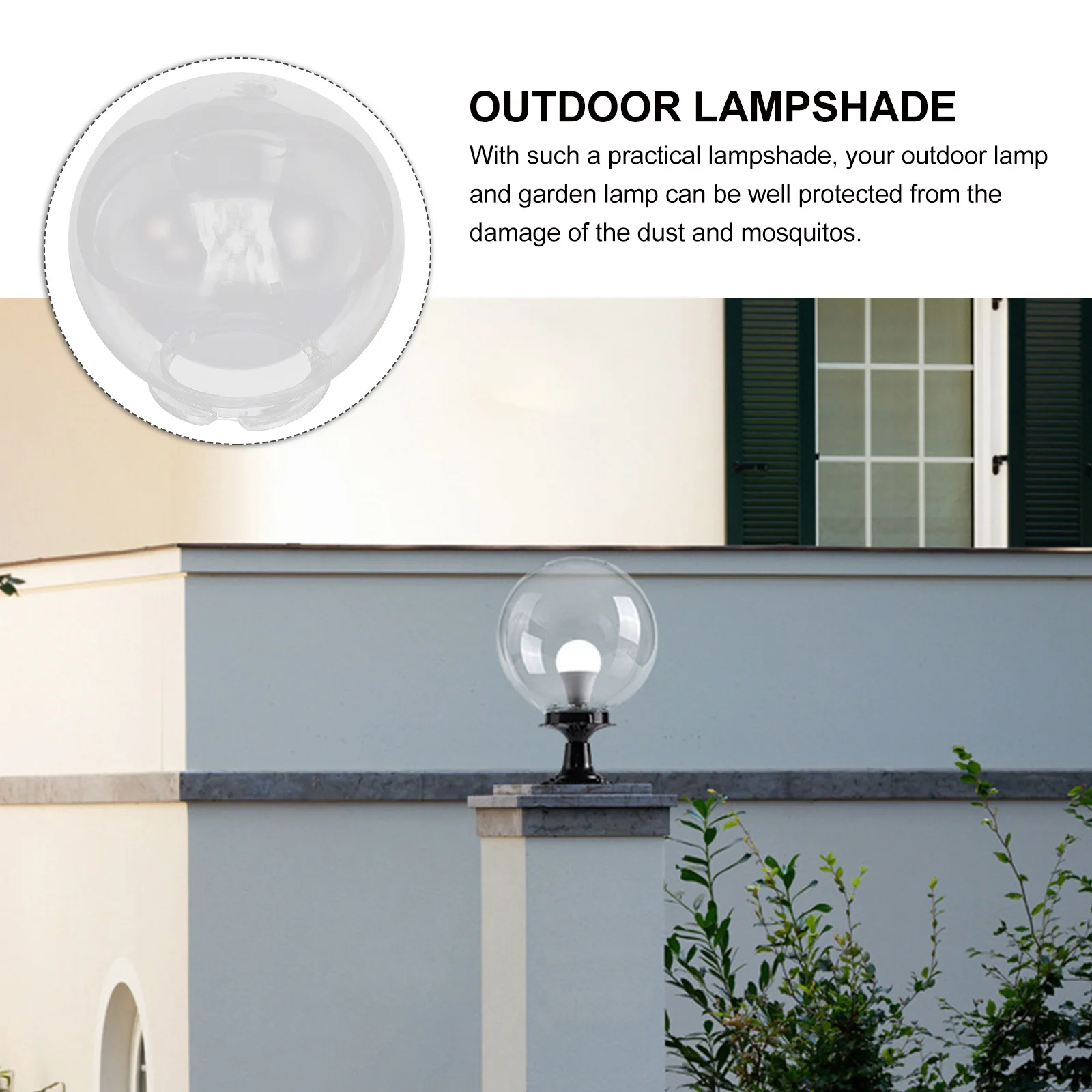 

Round Ball Lampshade 15CM Transparent Plastic Cover Waterproof Outdoor Garden Light Accessory Dust Protection Durable Decorative
