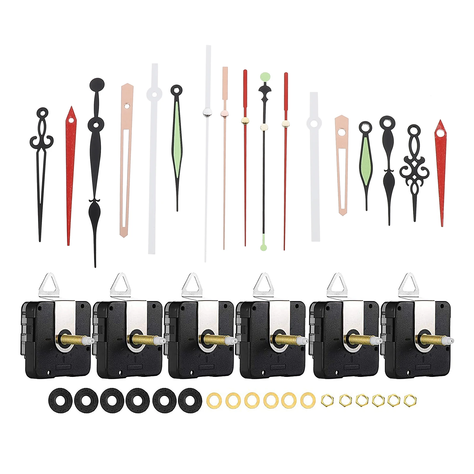 

Clock Movement Parts High Torque Quartz Durable Mechanism 6 Sets Hanging Supplies DIY Craft Kits Precise Timekeeping Plastic