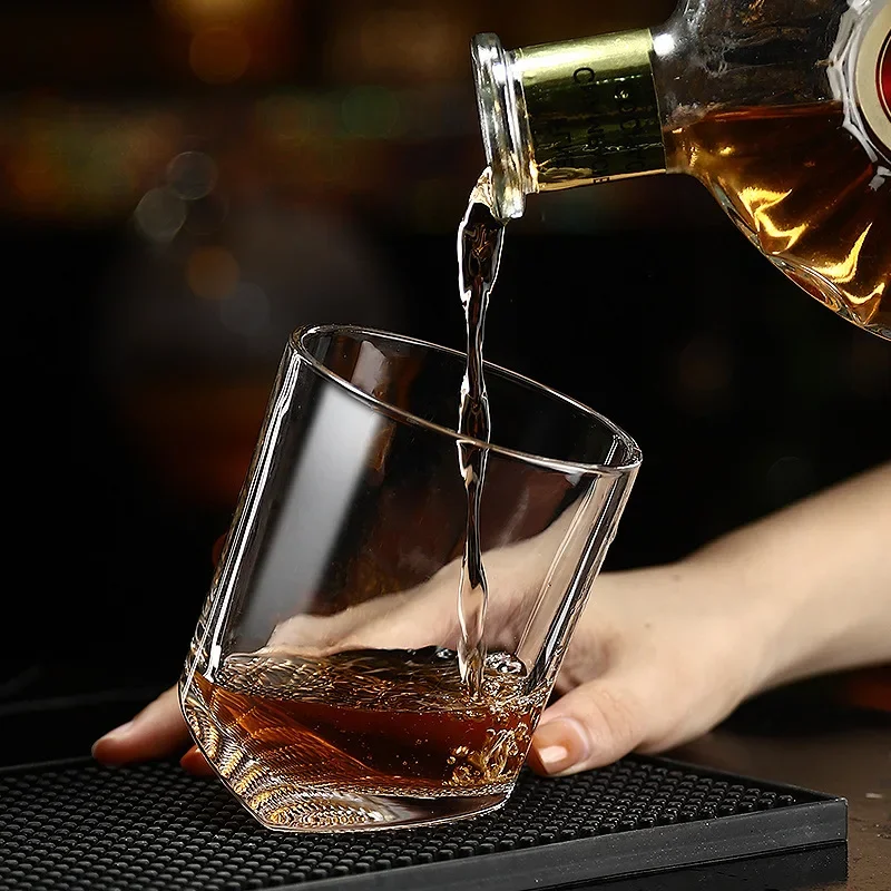 275ml Whiskey Cup New Unique Creative Tilted Whisky Cup Foreign Wine Cup Cocktail Cup Red Wine Bar Sweet Wine Tilted Tumbler Cup