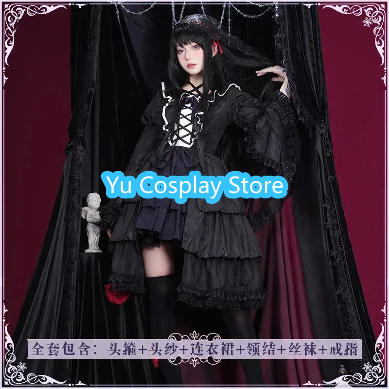 Akemi Homura Black Dress Anime Puella Magi Madoka Magica Cosplay Costume Lolita Dress Party Suit Halloween Uniforms Custom Made