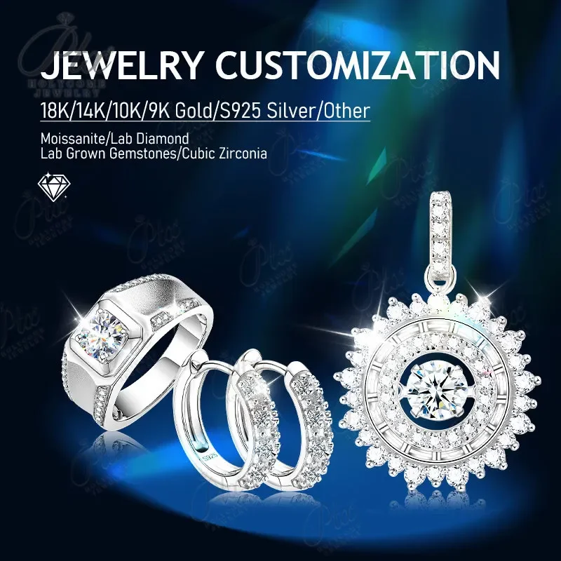 Customize Jewelry for Women Men Lab Diamonds Moissanite S925 9K 10K 14K 18K for Making DIY Different Materials Fashion Style