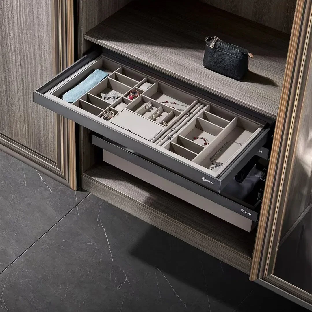 Wardrobe Cloakroom Multifunctional Damping Jewelry Push-pull Dobaoke Storage Sorting Box, Jewelry Box Only Including Track