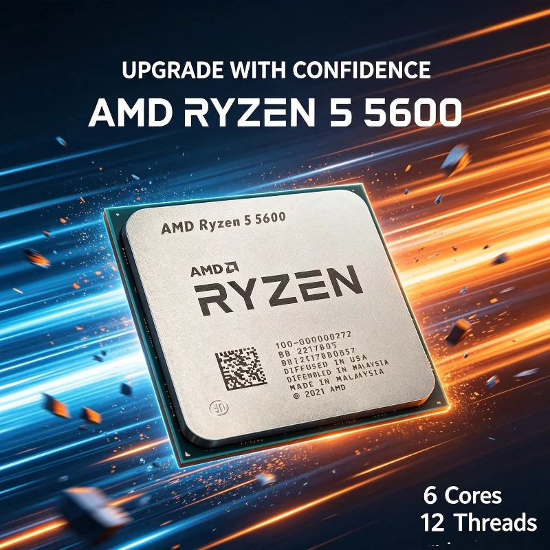 AM4 Platform Upgrade Processor Ryzen 5 5600 6‑Core 12‑Thread 3.5GHz 7NM L3=32M 100‑000000927 Desktop CPU No Cooler
