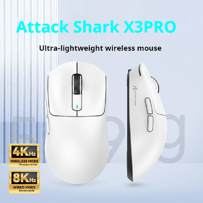 Attack Shark X3 Pro Tri-Mode Wireless Mouse Sensor Low Lightweight Paw3395 Esports Gaming Ergonomics Pc Gamer Accessories