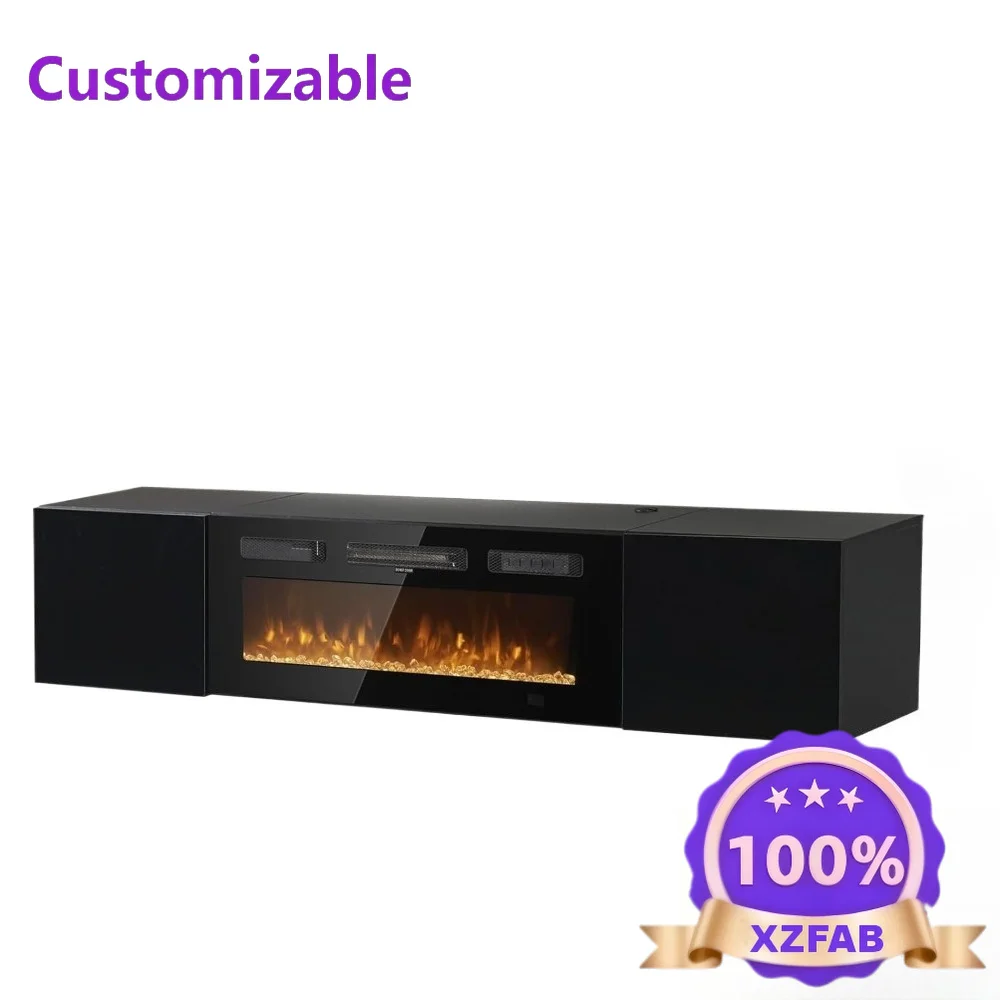 Factory Direct 2026 70 Inch Floating Tv Stand, With 36 Inch Electric, Fireplace Wall Mounted Entertainment,