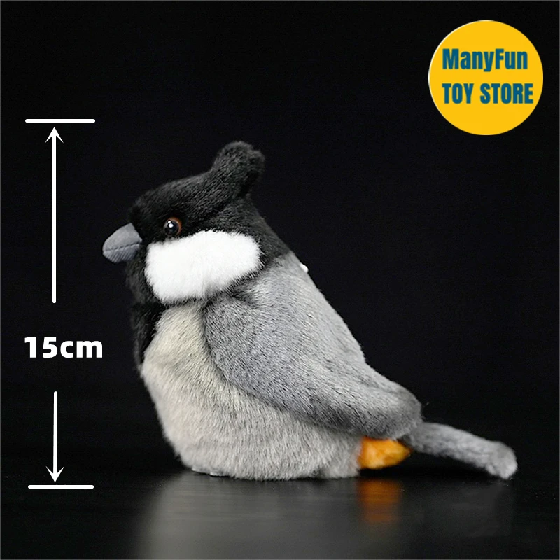 Black-crested Titmouse Plush Toy Rufous-vented Tit Peluche Chickadee Plushie Lifelike Birds Stuffed Animals Simulation Doll Toy