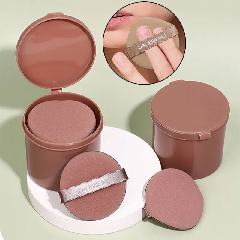 Esponjas de maquillaje con cojín de aire, 7 Uds., con caja de almacenamiento, redondas/en forma de gota de agua, esponja reutilizable, uso seco y húmedo, herramientas para cosméticos