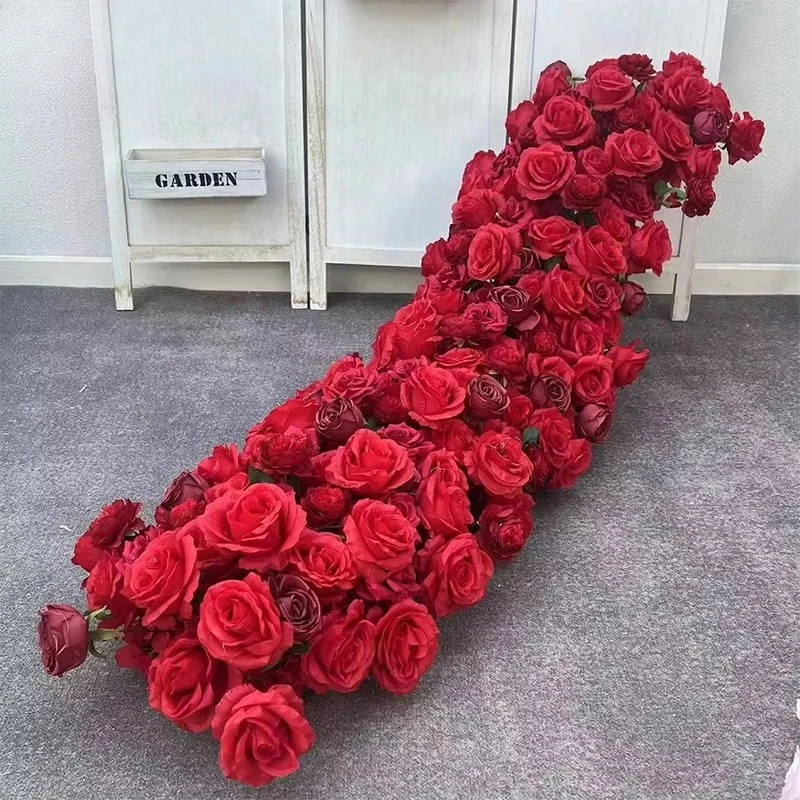 Luxury 5D Rose Hyacinth Hang Flower Row Decor Wedding Backdrop Event Stage Road Lead Floor Floral Arrangement Window Display