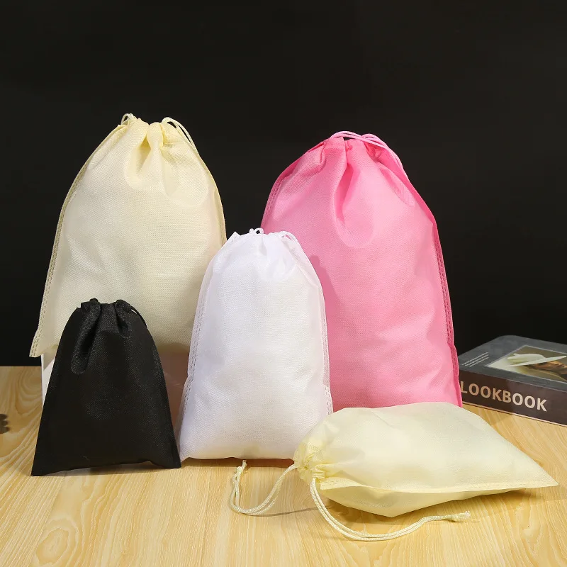 50pcs/lot 16x20, 20x28, 25x36, 35x45cm Non-Woven Fabric Drawstring Bags Shopping Gifts Pouches (Extra Cost for Customised Logo)