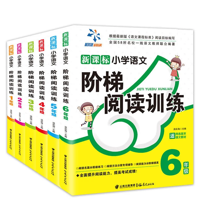 

6 Pcs/Set New Primary School Students Chinese Ladder Reading Training 1-6 Grade Reading Comprehension Test Textbook Livros Art