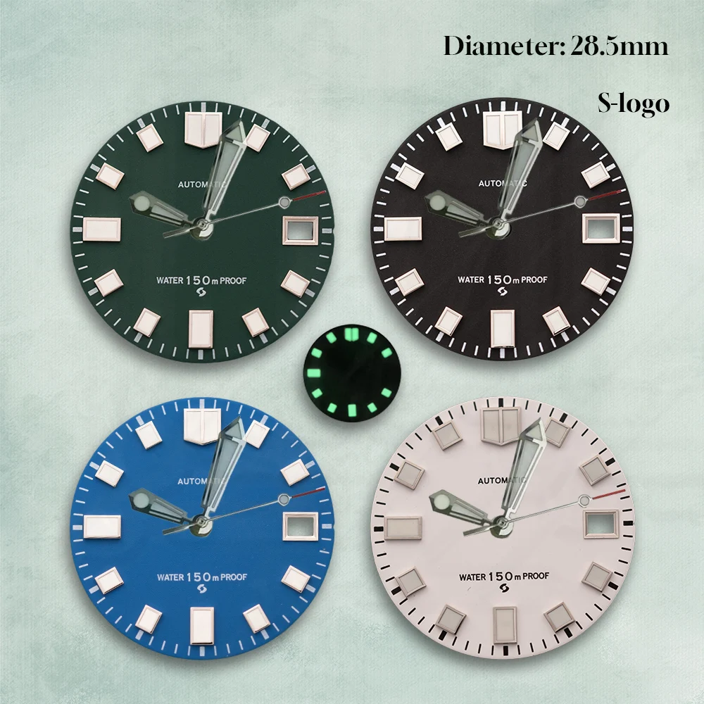 

Men's Watch Mod Kit: 28.5mm S Logo Matte Dial | Fits NH36/4R/7S/NH35 | C3 Green Luminous Watch Modification Accessories