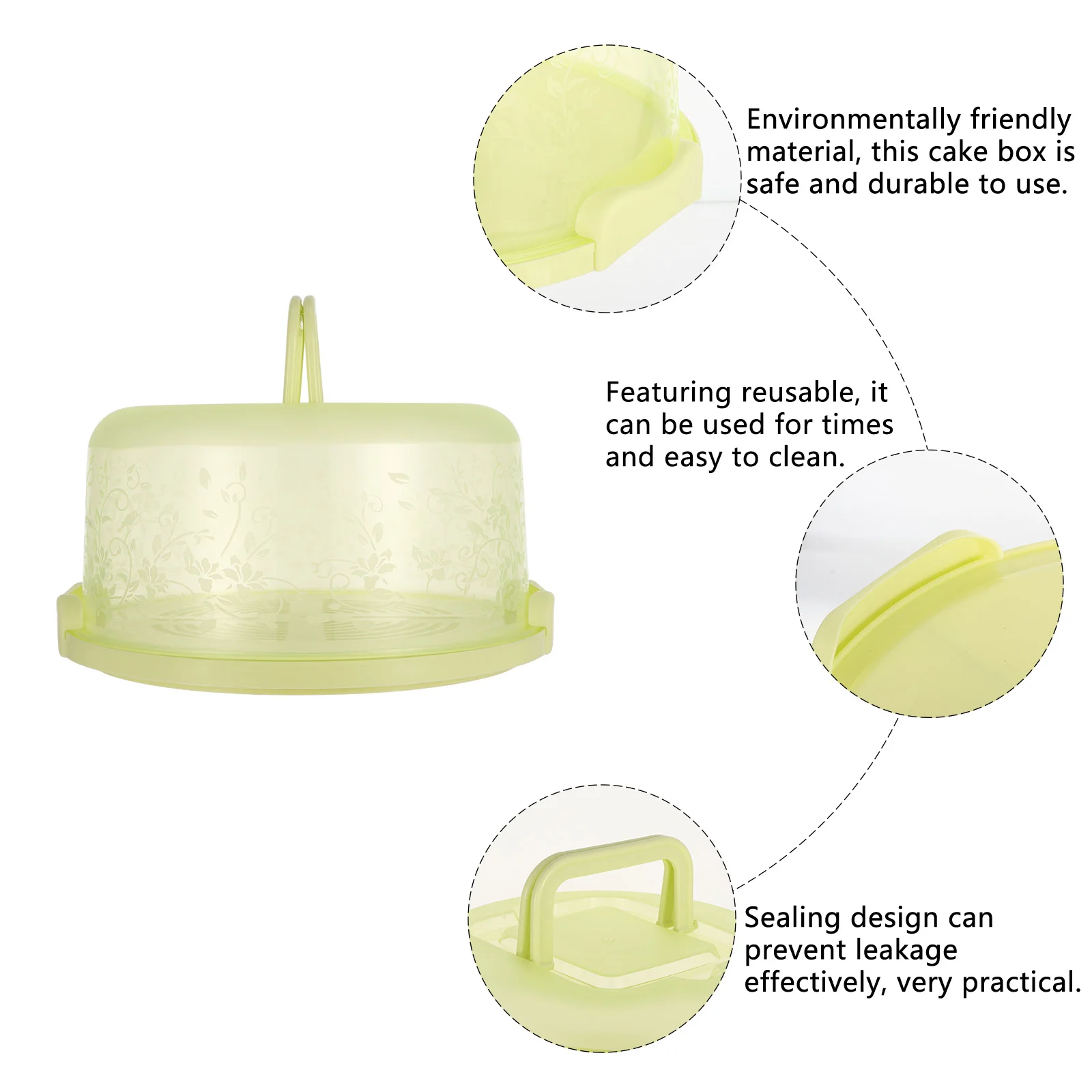 

1 pc Portable Cake Inch Green Food Container Fruit Storage Fruit Storage Box Sealed Reusable Food Container Easy Clean Plastic