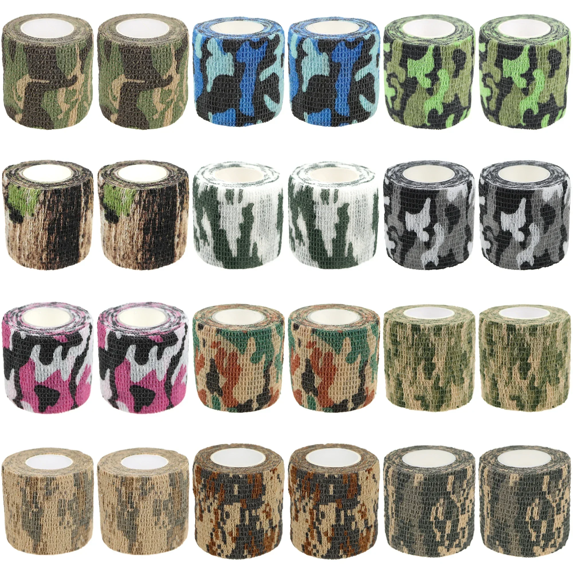 

24 Rolls Elastic Bandage Tape Army Outdoor Hunting Camouflage Stealth Tape Wrap Durable Self Adhesive Bandage