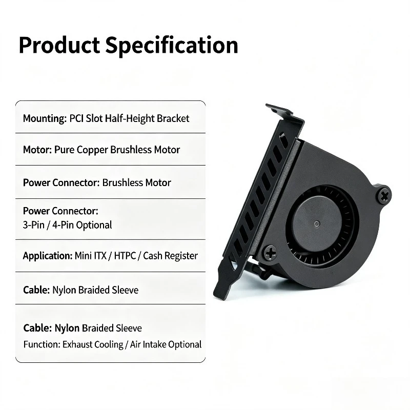 Radiator Ventilation Fan Computer Case Graphics Card Cooling Turbo Fan PCI Exhaust Fan