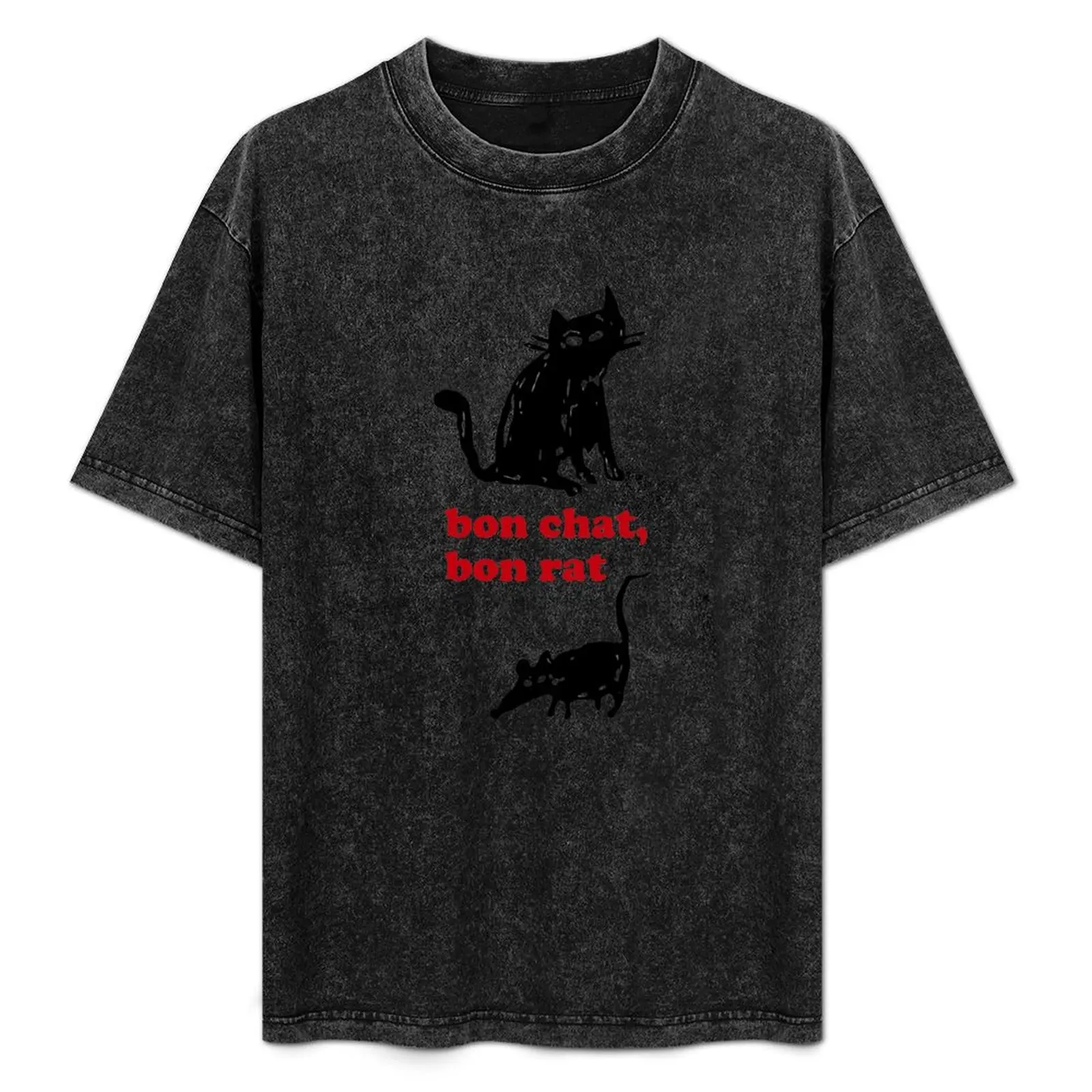 Camiseta ligera para vacaciones Bon chat, bon rat (negra)