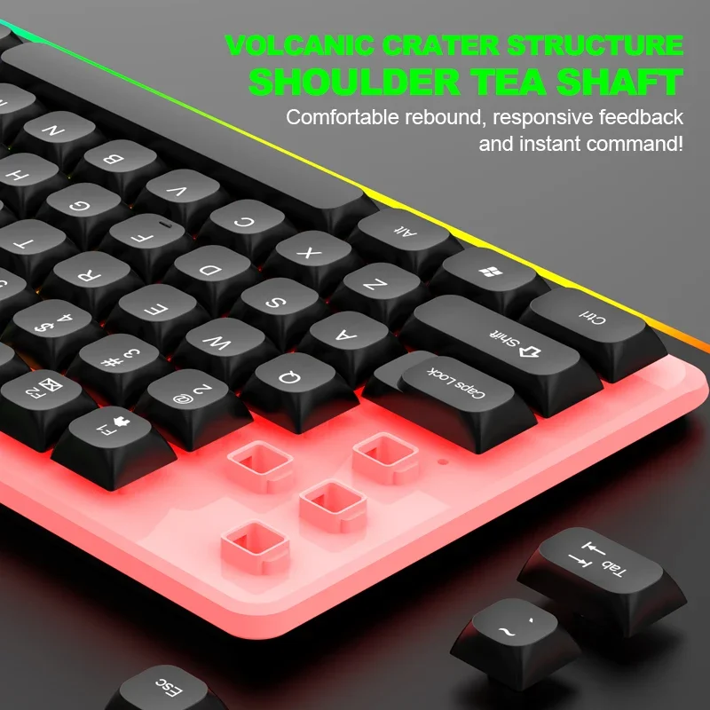 NG GTX350 Teclado para juegos Combos de ratón Computadora portátil Retroiluminación Gamer Kit LED Teclado USB con cable GTX350 Set-Negro