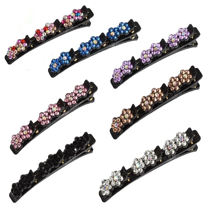 Korean Style Acrylic Hair Clip Crystal Flower Hair Clips Braid Hairpin for Women Girl Clip Bangs Side Barrettes Hair Accessories