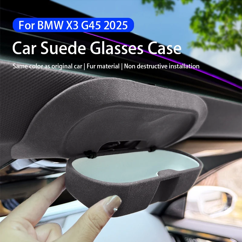 

For BMW X3 G45 2025 Car Glasses Case Suede Car Sunroof Sunglasses Storage Box Organizer Interior Accessories