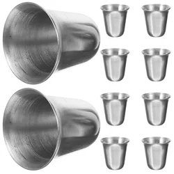 10 Pcs Stainless Steel Communion Cups Stackable Religious Drinking Mugs Lightweight Metal Chalice Churchware Silver Glassware