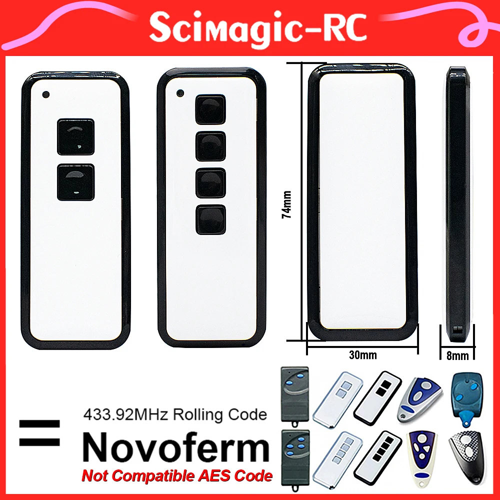 433 MHz Rolling Code Garage Remote Control For NOVOFERM MINI-NOVOTRON 522 524 NOVOTRON 502 MCHS43-2 MTR43-2 MAX43-2, 504 MAX43-4