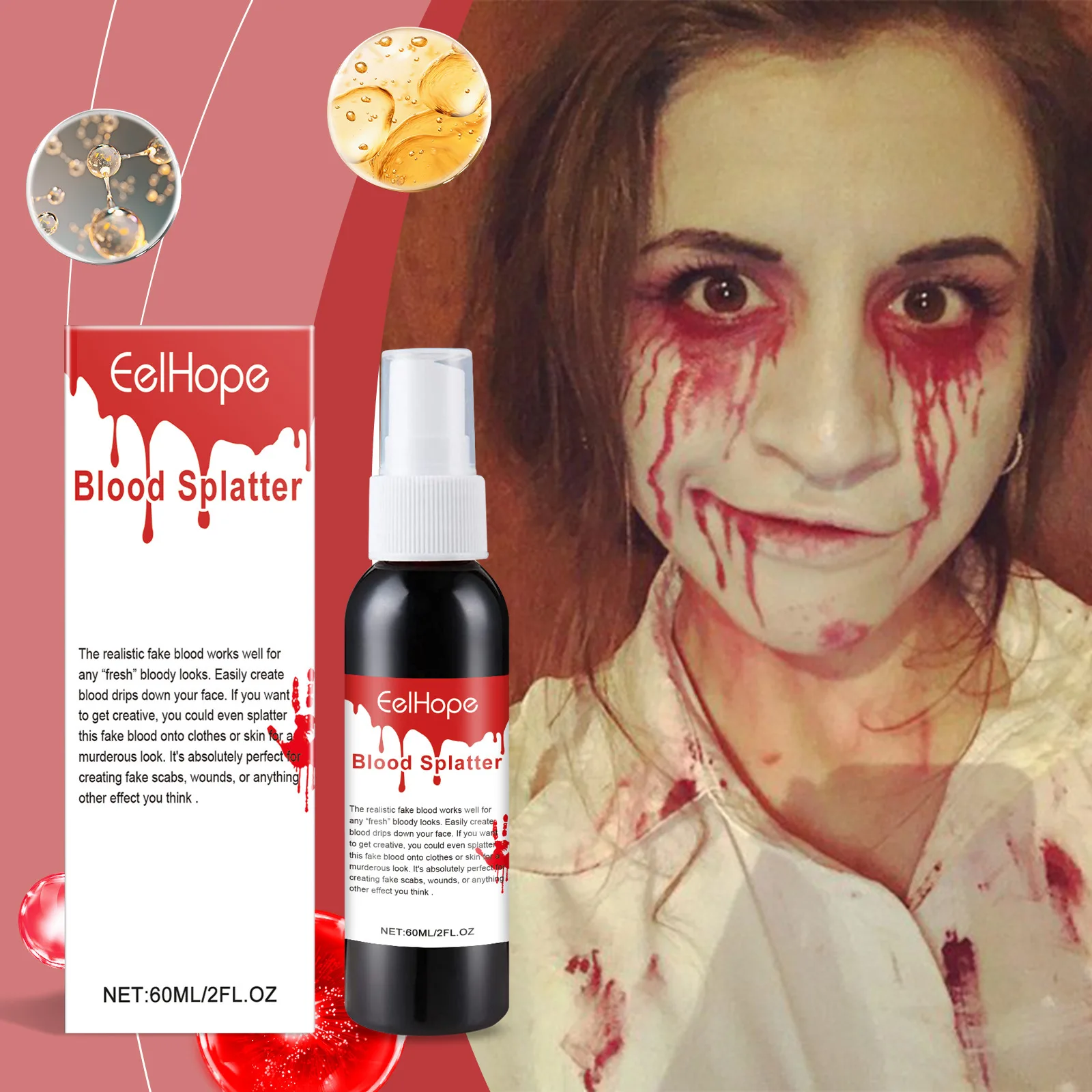 Halloween emulação falso sangue cosplay masquerade festival brincadeira adereços maquiagem plasma spray zumbi vampiro monstro ferida cosméticos