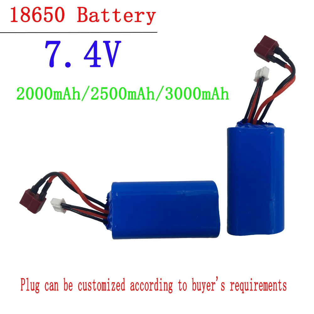 

2000mAh/2500mAh/3000mAh 7.4V 18650Li-ion Batery for RC toy car Boats trucks parts T/JST/SM Plug , For wltoys 144001 12428 rc car