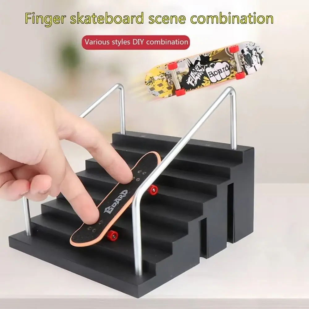 1Set Langlebige Finger Training Skate Park Rampe Set Lustige Kunststoff Tech Praxis Deck Schwarz Finger Skateboards Extreme Sport