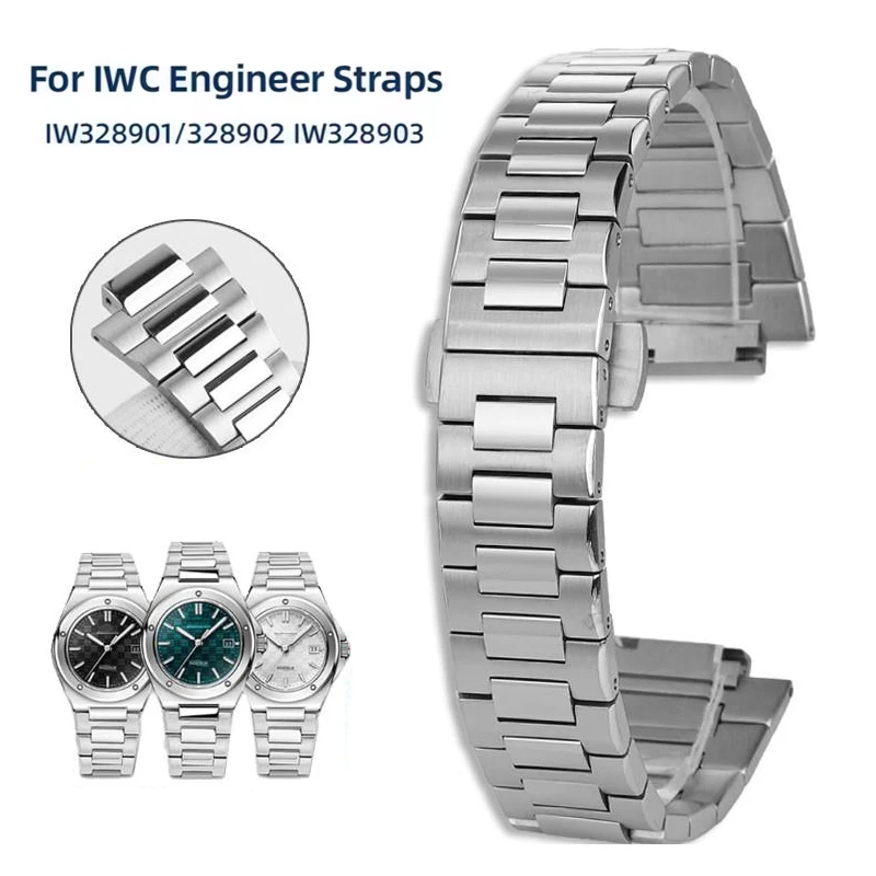 316 Solid Metal Bracelet for IWC Engineer IW328903 IW328901 Series Stainless Steel Strap 13.5mm Convex Watch Chain Watchband