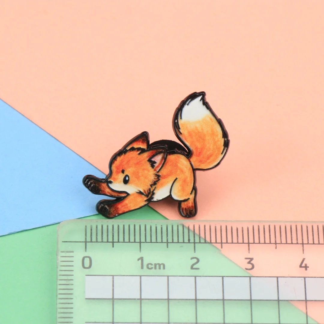 Niedliche Cartoon-Fuchs-Emaille-Anstecknadel, bezaubernde Tierbrosche für Rucksack, Kleidung, DIY-Deko-Accessoires, Großhandelsschmuck – Detail 4