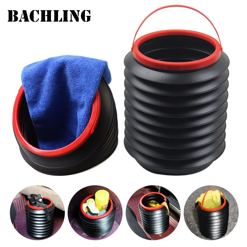 

Folding Bucket Portable Car Trash Bin Case Storage Box Foldable trash can for Trash pretend Can Auto Interior Accessories