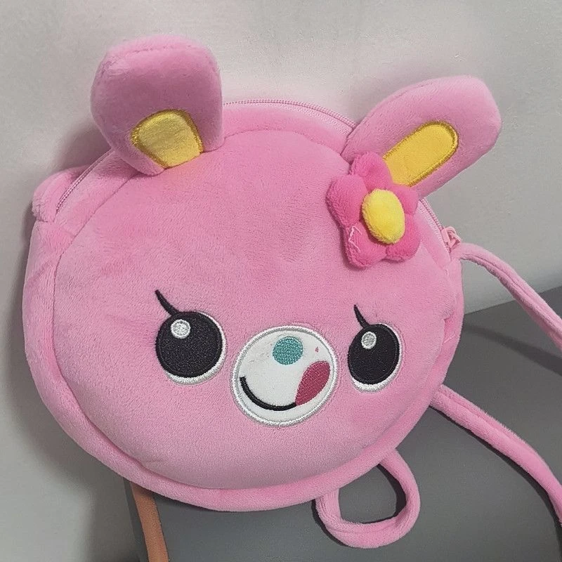 Cute Pink Rabbit Plush Crossbody Bag Small Fluffy Cartoon Animal Purse Kawaii Shoulder Bag Travel Shopping Casual Daypack Gift