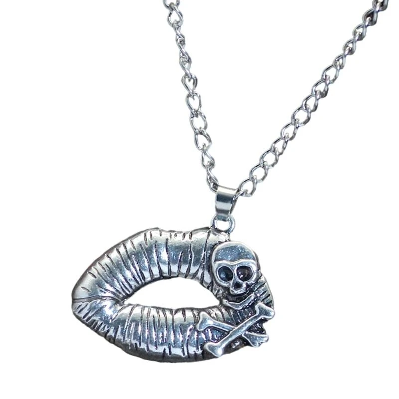 Practical Sturdy Alloy Skull Lips Pendant Necklace Suitable for Parties Gatherings and Daily Stylish Outfits Casual Wear