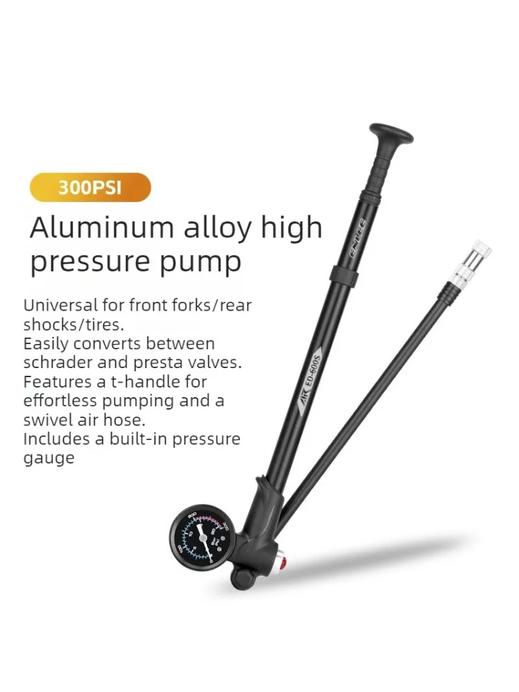 AliExpress enlee ENLEE Bicycle Front Fork Pump Mountain Bike with Meter High Pressure Pump, US and French Universal Inflatable Cylinder 300PSI