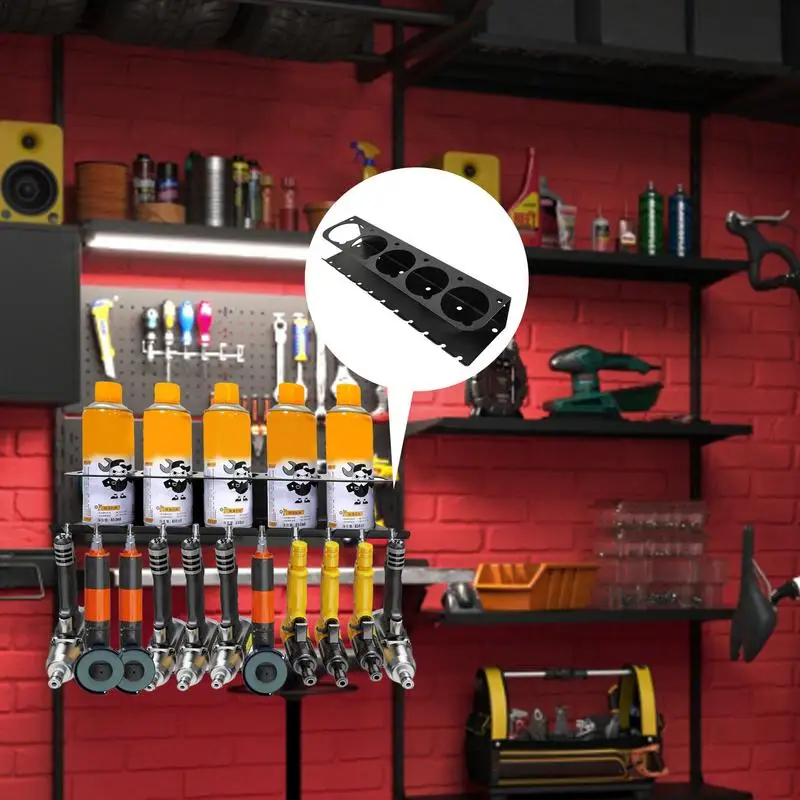 Wall Mounted Rack for Spray Can Aerosol Storage Rack Spray Can Holder Rack Heavy Duty Organizer Tool Steel 5 Holes Bottle Holder